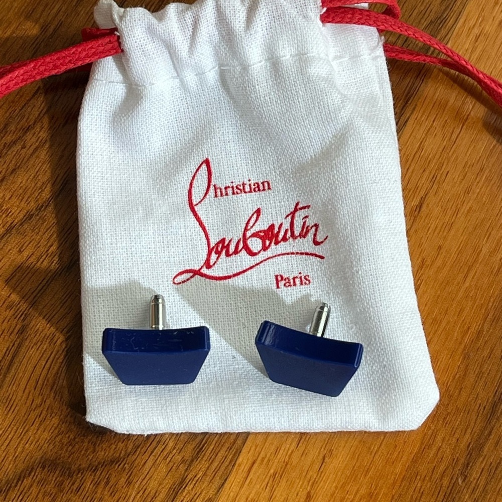 Christian Louboutin Replacement Heel Blue Booties Tips Cap, and mini dustbag,NEW